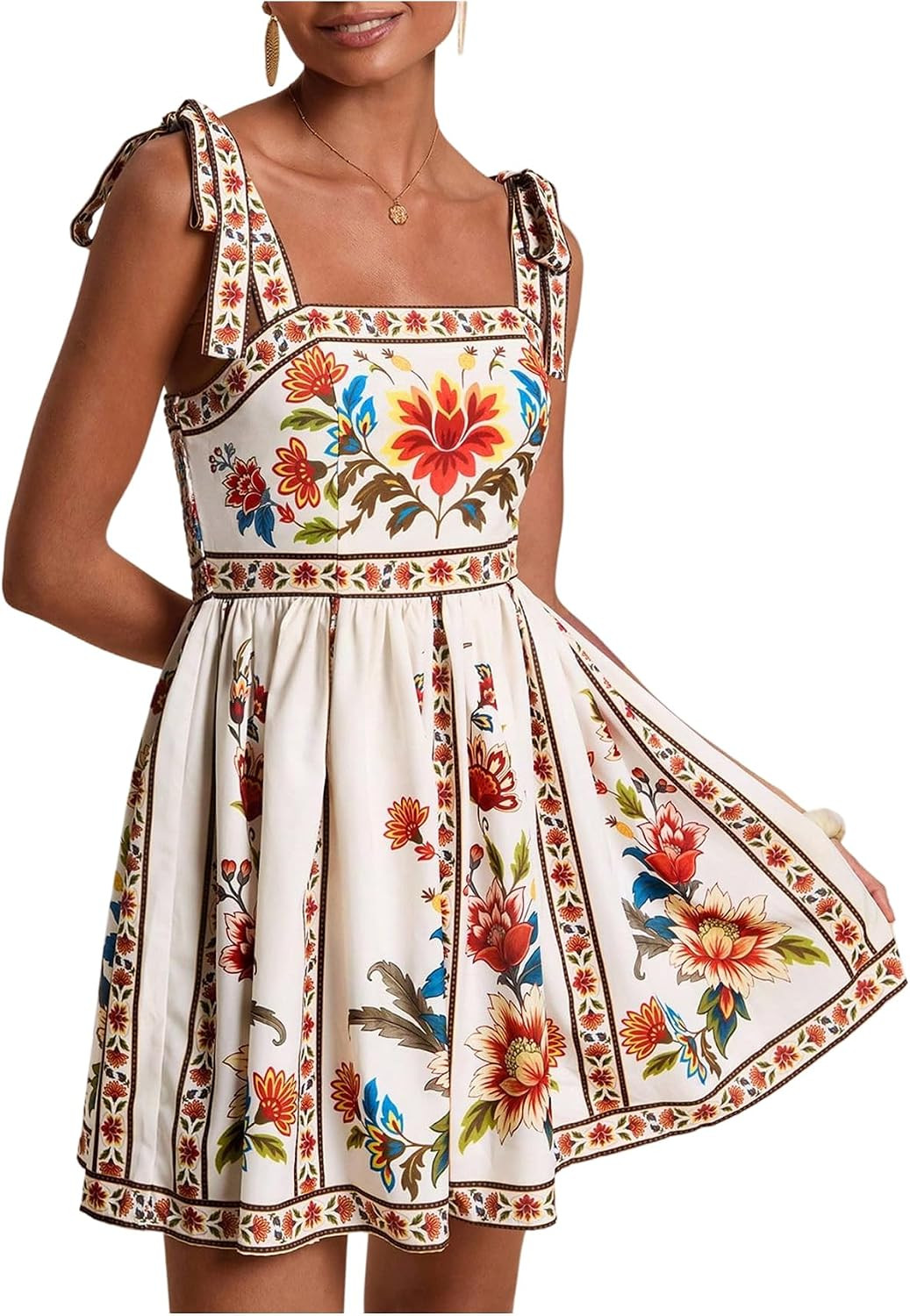 OYOANGLE Boho Dresses for Women Tropical Summer Dresses Mini Dress Sundress | Amazon (US)