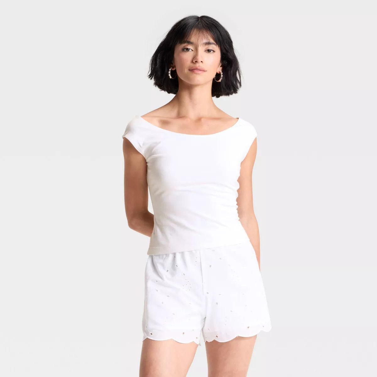 Women's Slim Fit Short Sleeve Off the Shoulder Top - A New Day™ | Target