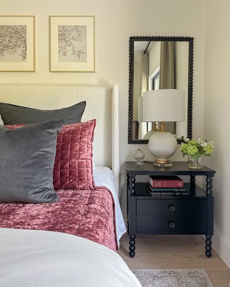 Bedroom nightstand and mirror! I love doing this to make a room feel larger and more elevated!

bedroom decor, bedside lamp, nightstand styling, velvet quilt 

#LTKsalealert #LTKhome #LTKstyletip