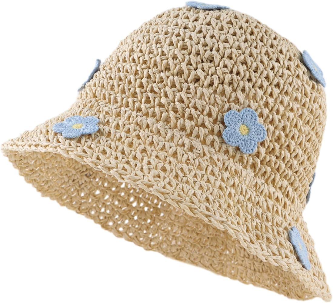 Baby Girl Straw Hat Toddler Summer Beach Hat with Lace Bow Infant Girls Sun Hats | Amazon (US)