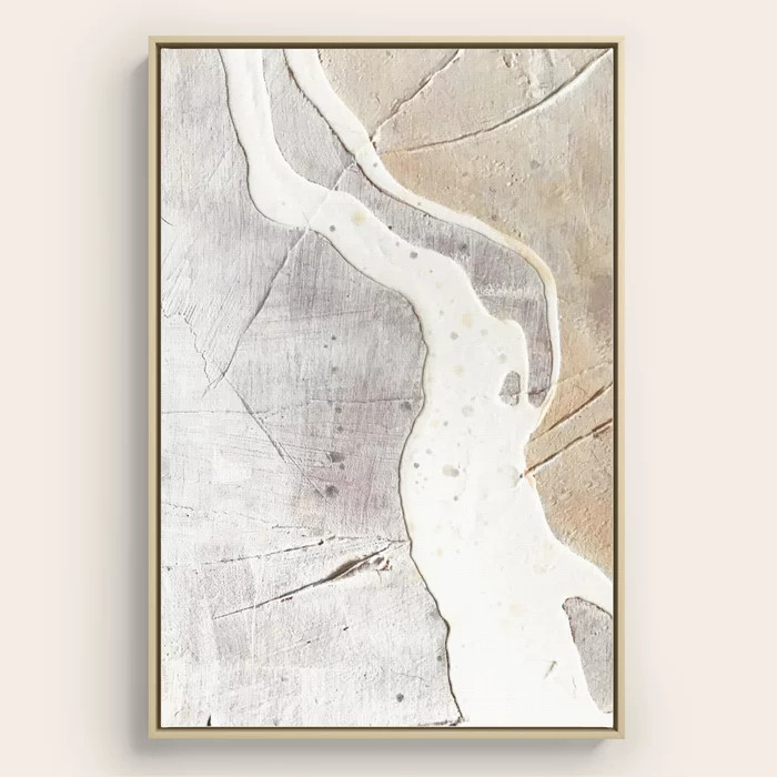 Feels: a neutral, textured, abstract piece in whites by Alyssa Hamilton Art Framed Canvas | Society6