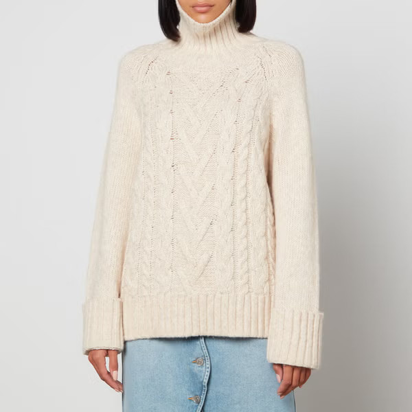 Ganni Cable-Knit Cotton-Blend Turtleneck Jumper | Coggles (Global)