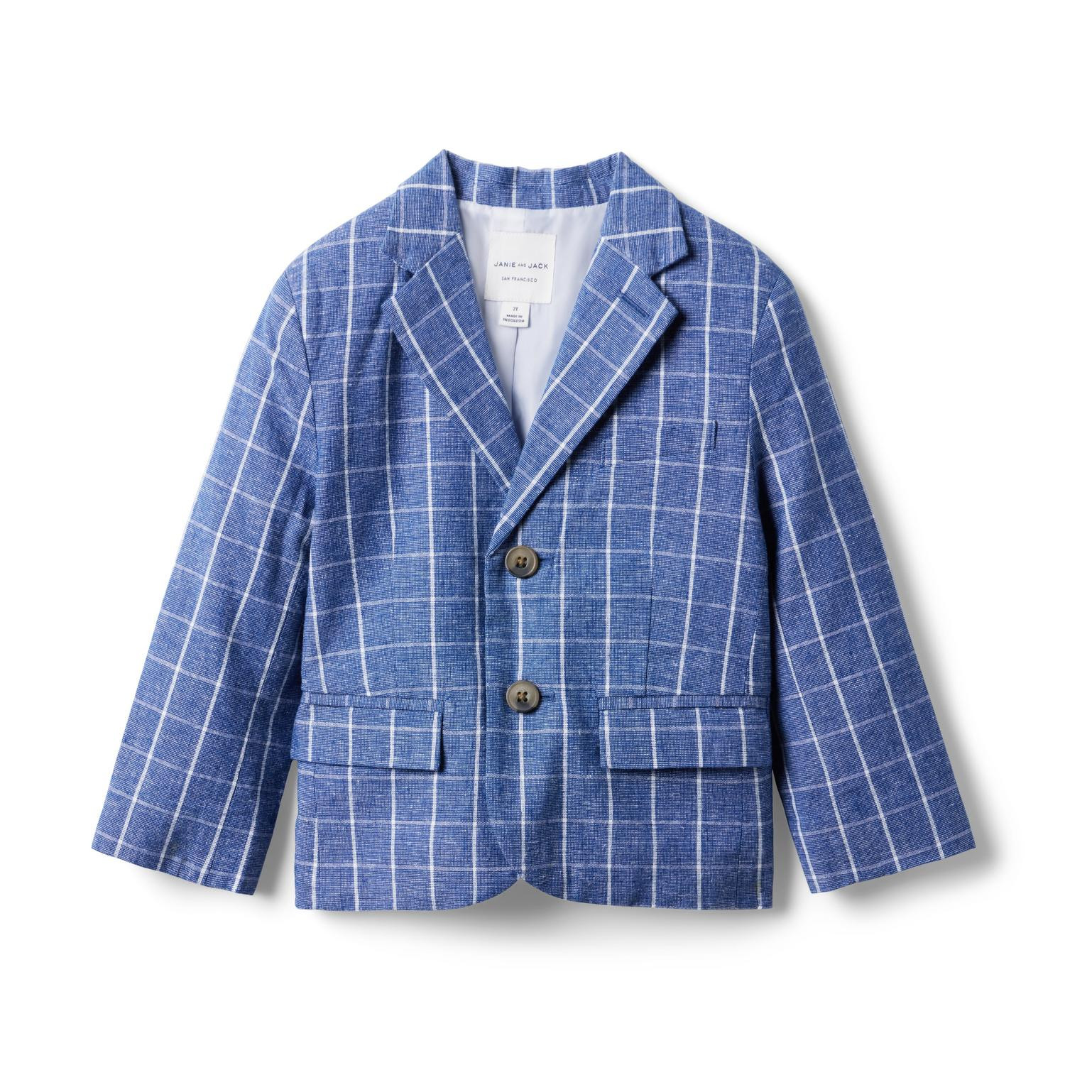 Tattersall Linen-Cotton Blazer | Janie and Jack