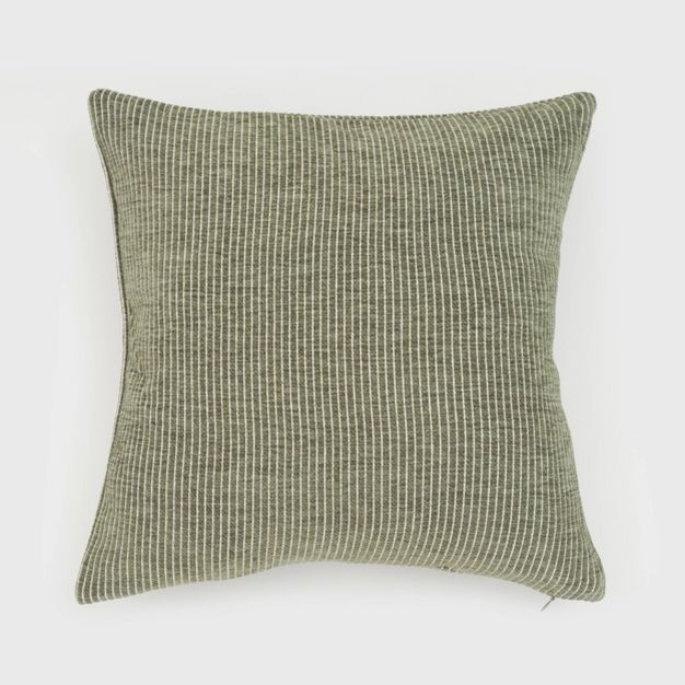 18"x18" Elsa Reversible Woven Striped Chenille Square Throw Pillow - Evergrace | Target
