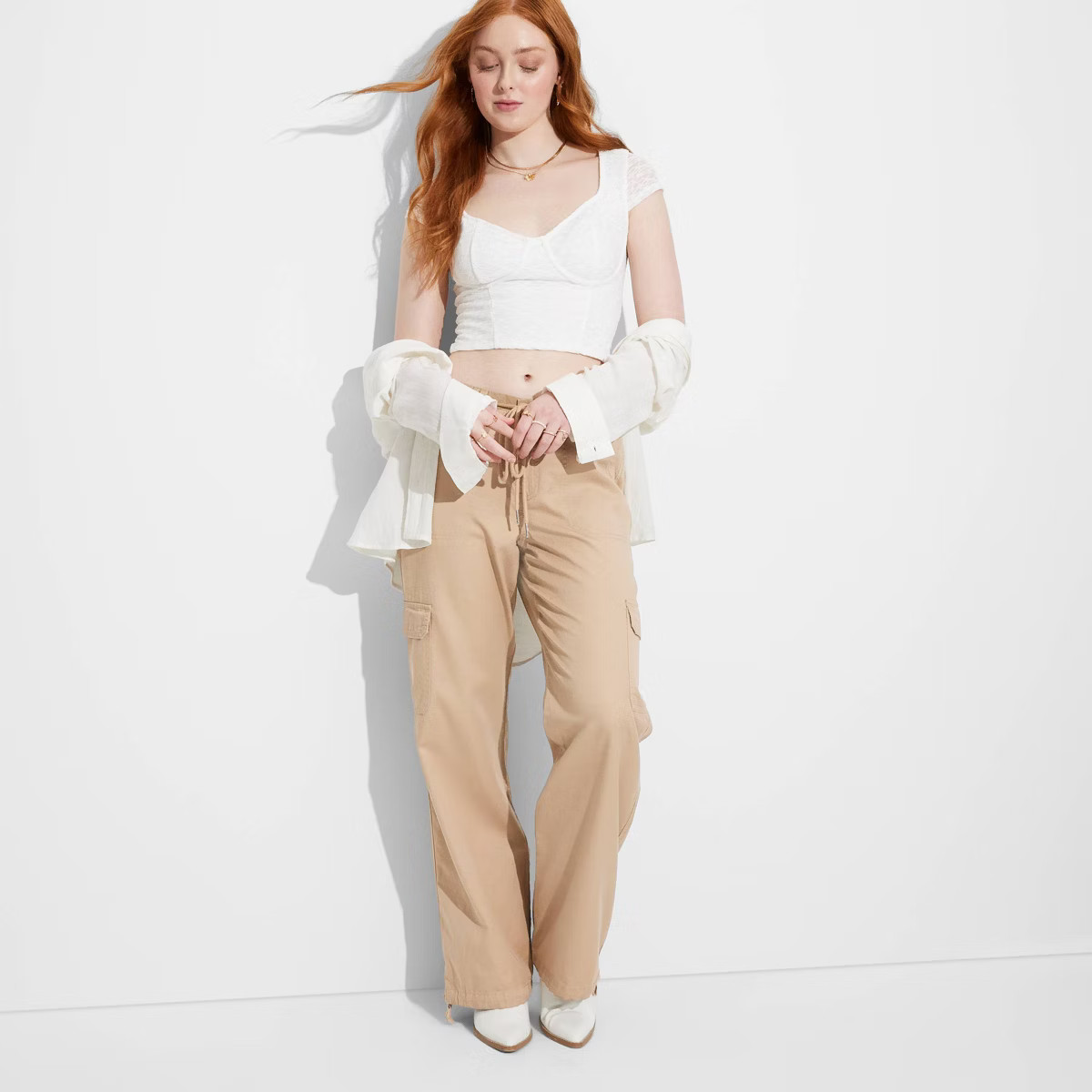 Women's Mid-Rise Wide Leg Cargo Beach Pants - Wild Fable™ | Target
