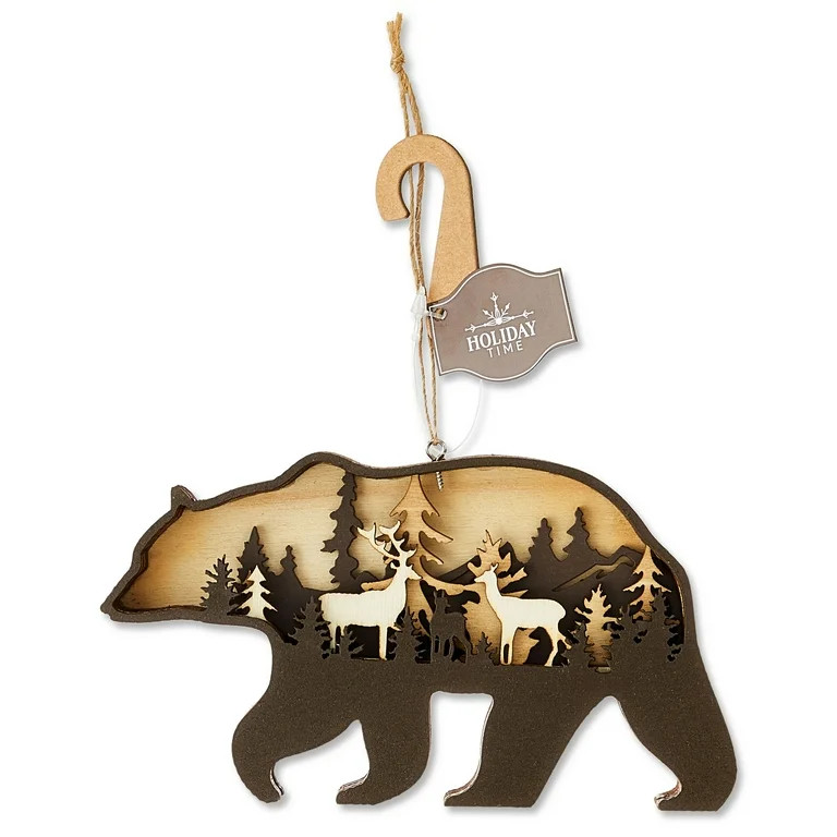 Brown Bear Christmas Ornament, Cabin Chic Theme, 3.15", by Holiday Time - Walmart.com | Walmart (US)