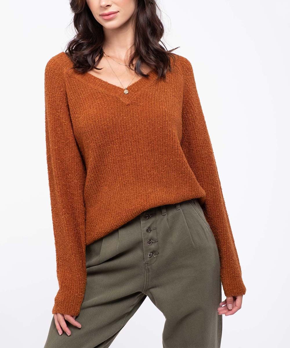 Avenue Hill Women's Pullover Sweaters RUST - Rust V-Neck Sweater - Women | Zulily