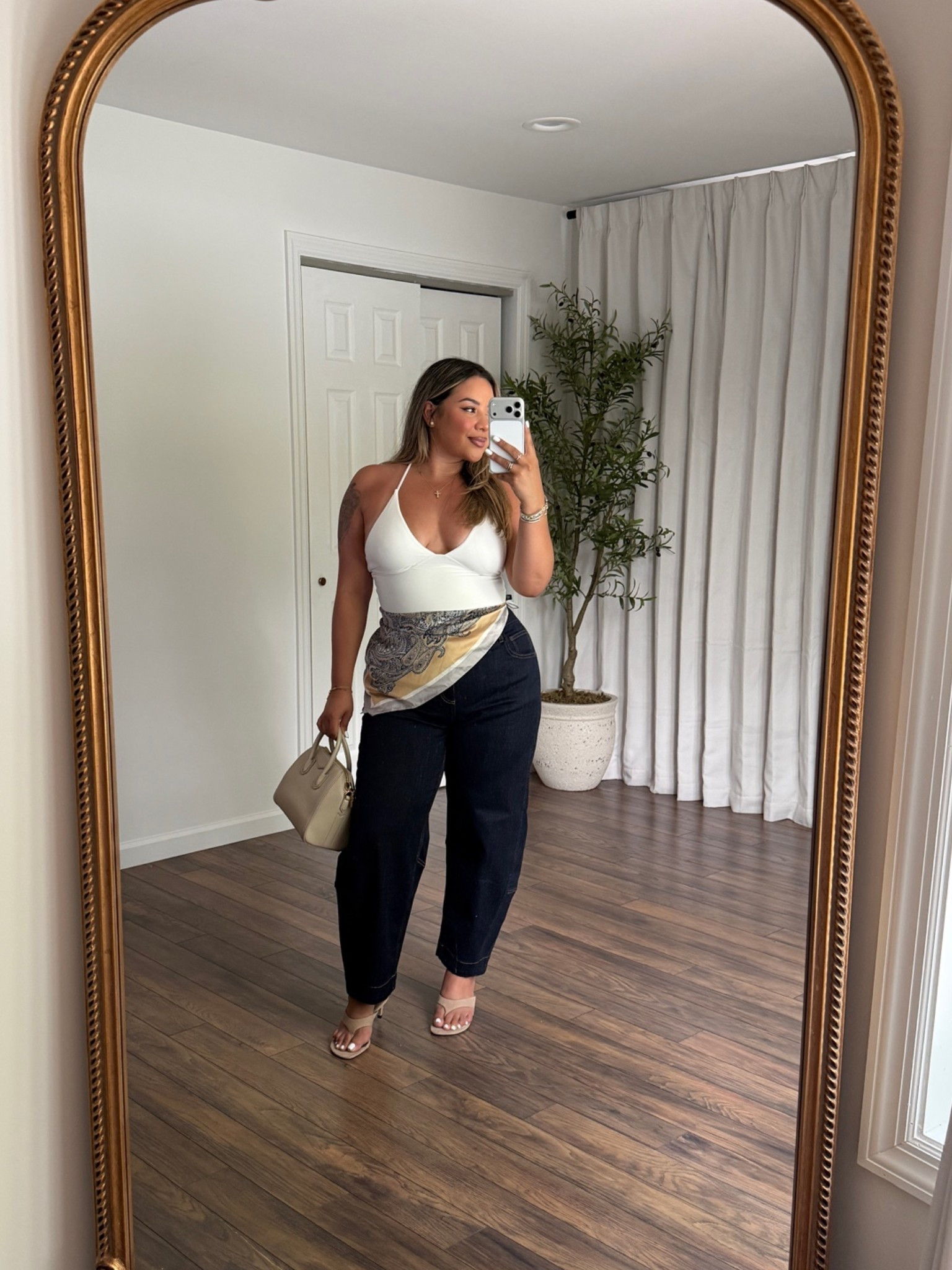 Summer Brunch Outfit🤍

Top: L 
Jeans: 12 (has lots of stretch) 
Scarf is Free People, linked similar vibes🥰

#LTKSeasonal #LTKMidsize