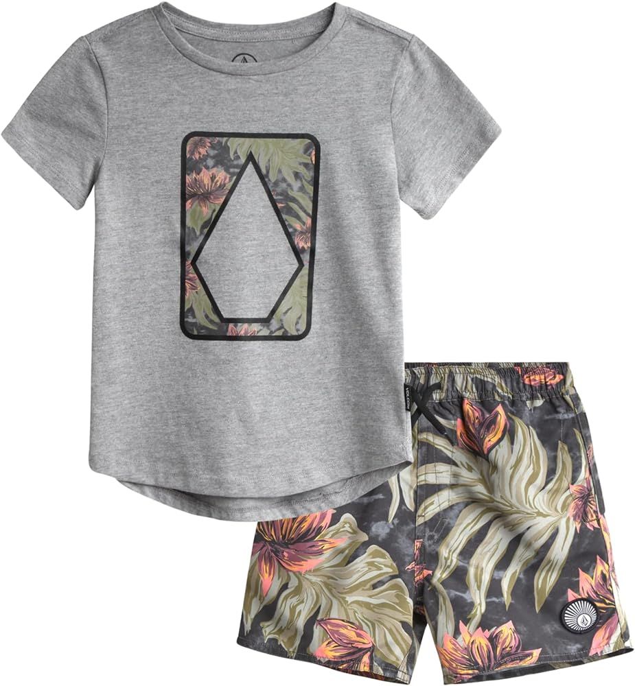 Volcom Boys' Bathing Suit Set - 2 Piece Short Sleeve T-Shirt and Boardshorts Swimsuit Trunks - Sw... | Amazon (US)