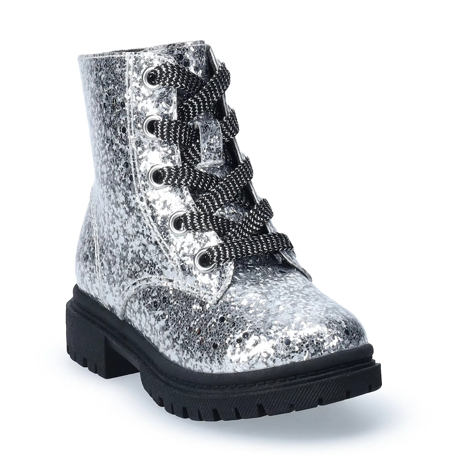 Jumping Beans® Toddler & Girls' Lace-Up Combat Boots, Toddler Girl's, Size: 11, Silver | Kohl's