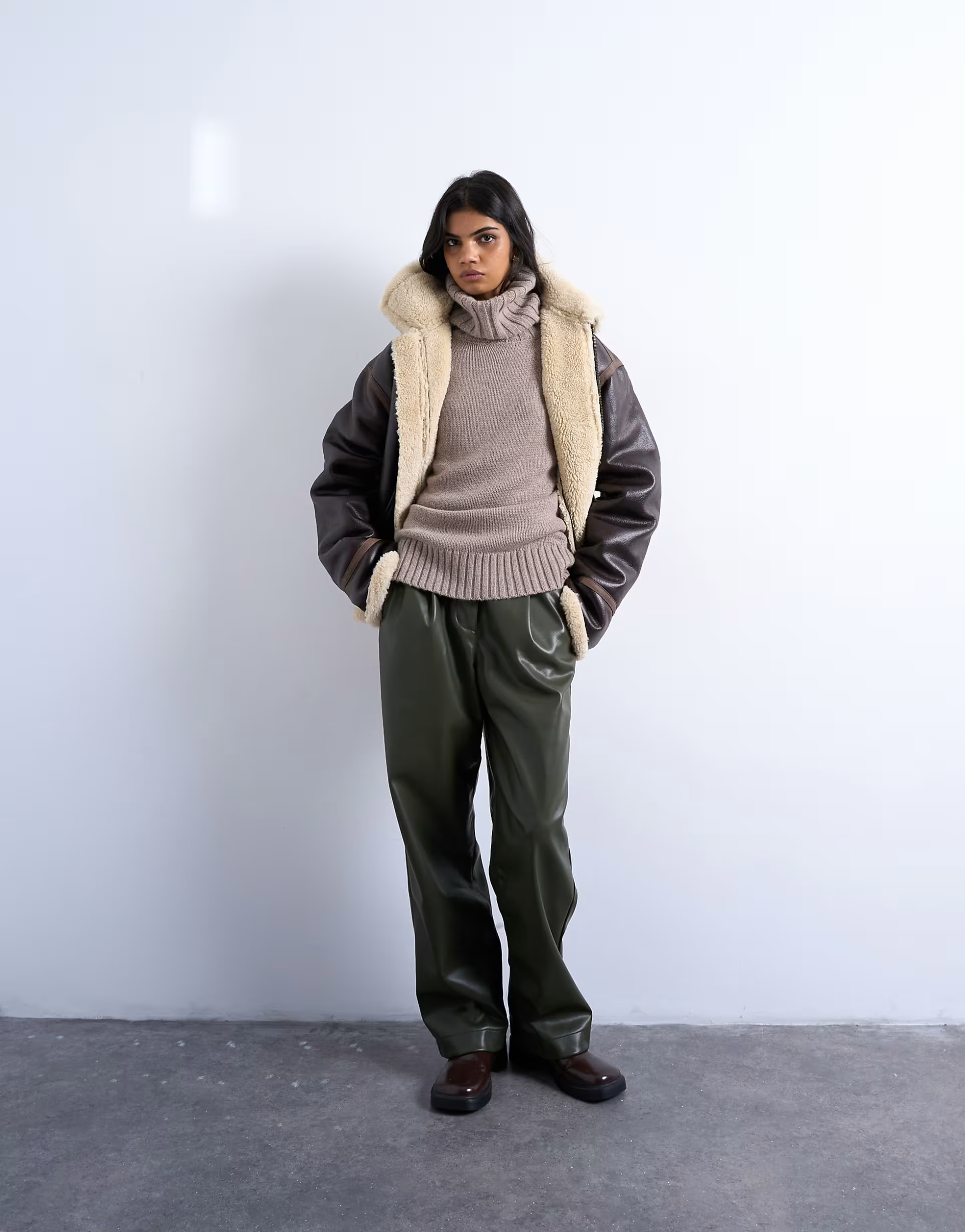 Topshop knit premium yarn turtle neck sweater in oat | ASOS | ASOS (Global)