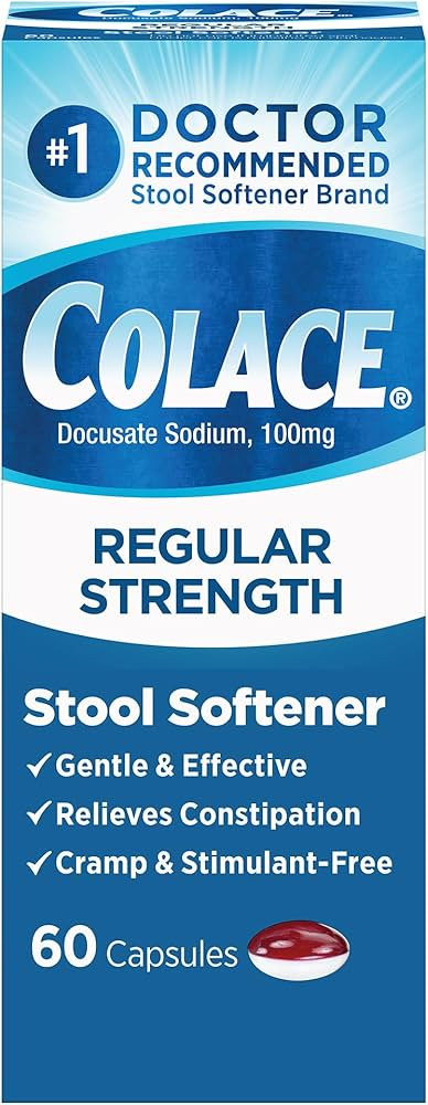 Colace Regular Strength Stool Softener 100 mg Capsules 60 Count Docusate Sodium Stool Softener fo... | Amazon (US)