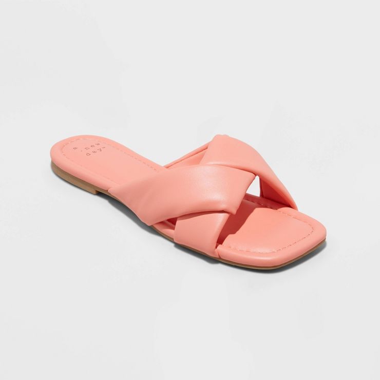 Women's Lisa Slide Sandals - A New Day™ Coral Orange 6 : Target | Target
