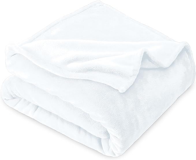 Bare Home Fleece Blanket - Full/Queen Blanket - White - Lightweight Blanket for Bed, Sofa, Couch,... | Amazon (US)