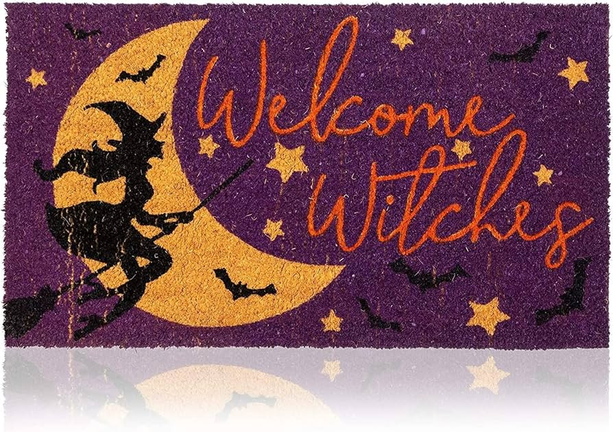 Juvale Halloween Coir Door Mat, 30x17 Inches Welcome Witches Door Mat, Durable Halloween Outdoor ... | Amazon (US)