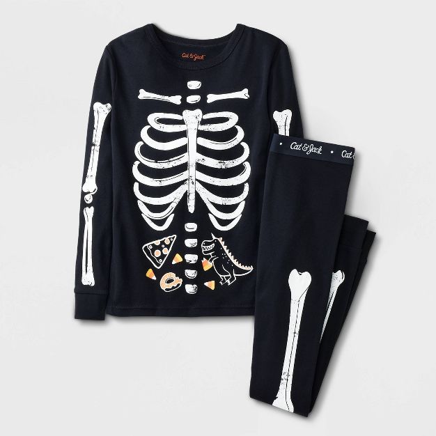 Boys' 2pc Skeleton 100% Cotton Pajama Set - Cat & Jack™ Black | Target