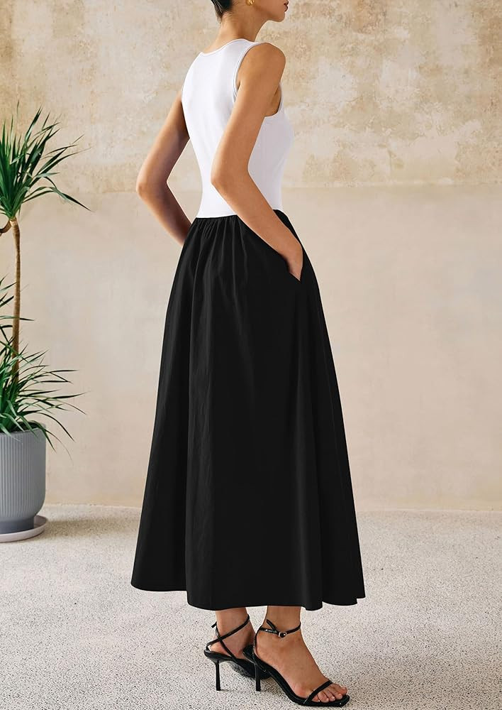 PRETTYGARDEN Maxi Dresses for Women 2025 Summer Casual Sleeveless Patchwork Flowy Vacation Sundre... | Amazon (US)