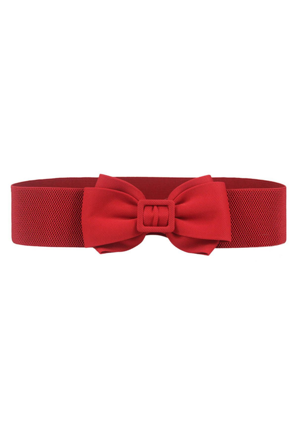 Bowknot Front Stretchy Corset Belt in Red | Chicwish