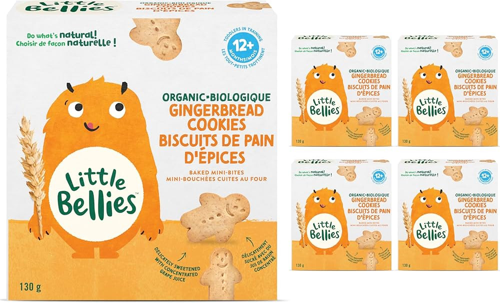 Little Bellies, Organic Gingerbread Cookies (Pack of 5 x 130g Individual Packs) | Amazon (CA)