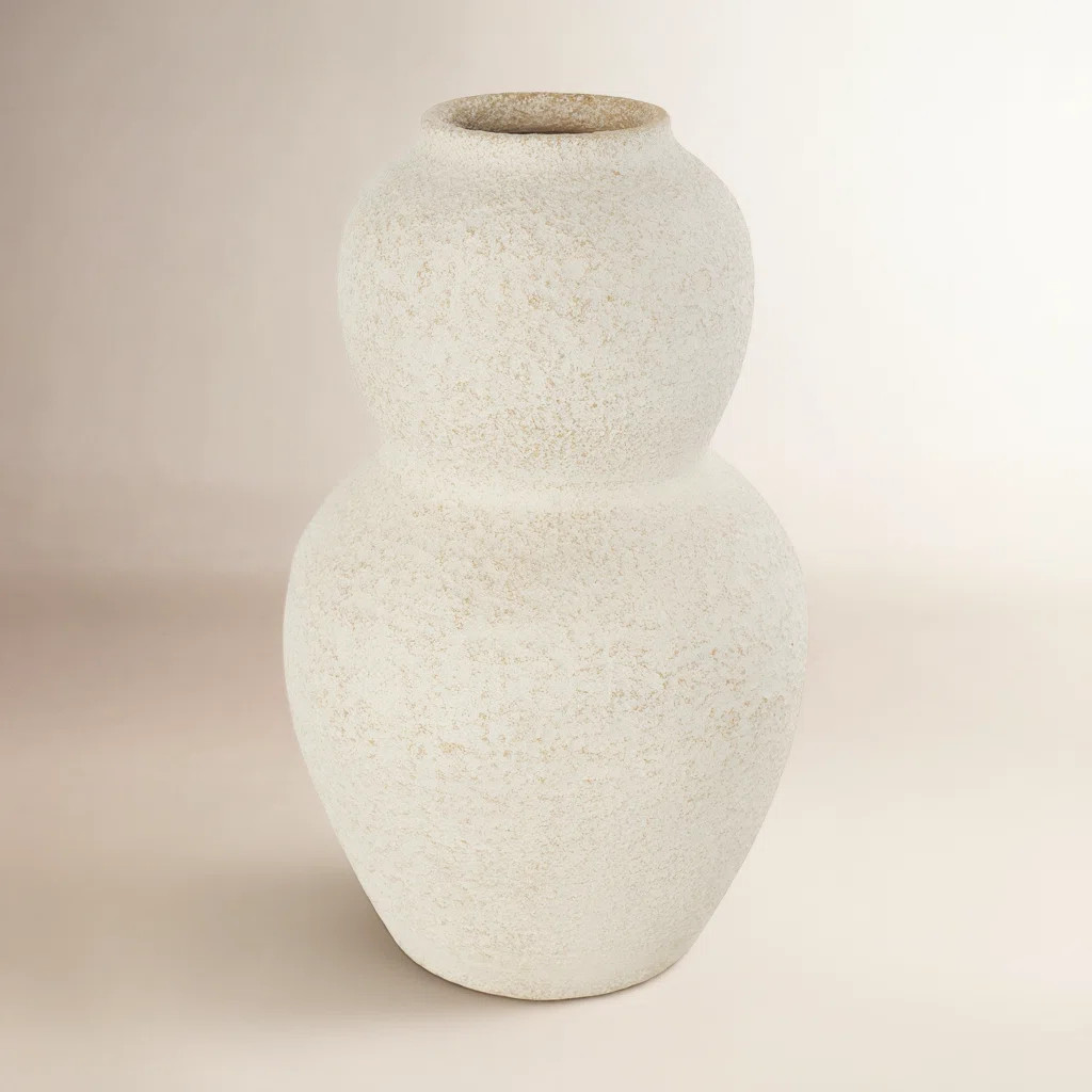 Sandia Ceramic Hourglass Textured Decorative Vase with Brown Distressing | Wayfair North America