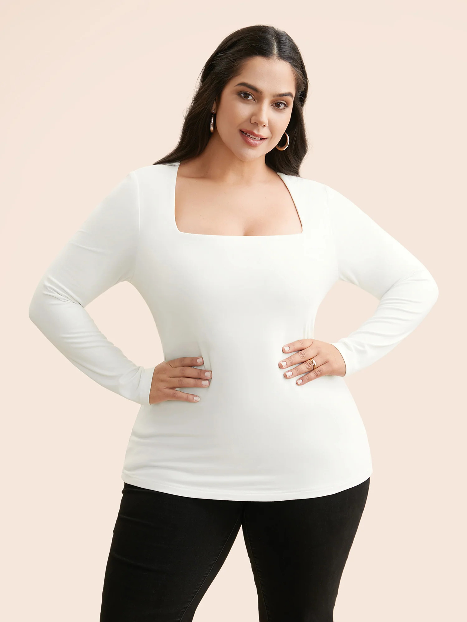 Supersoft Essentials Solid Square Neck T-shirt | Bloomchic