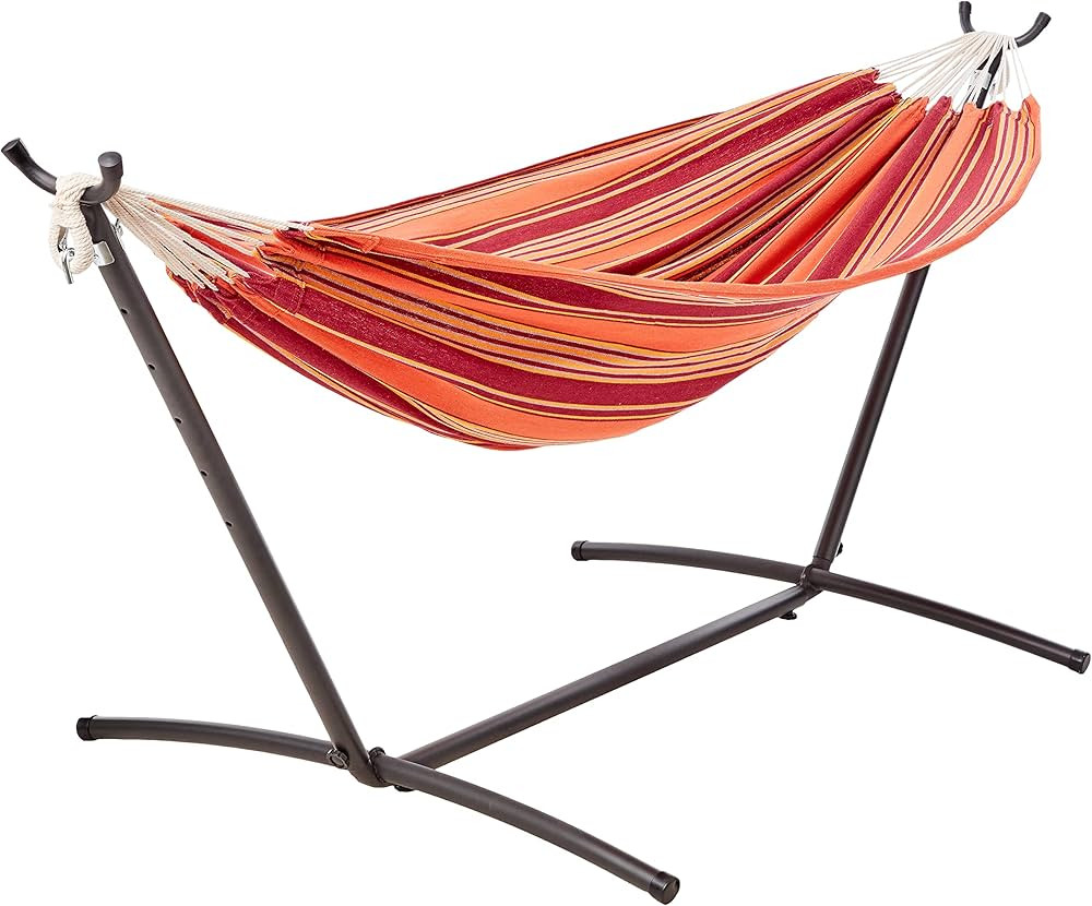Amazon Basics Double Hammock with 9-Foot Space Saving Steel Stand and Carrying Case, 450 lb Capac... | Amazon (US)