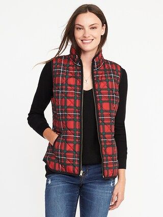 Old Navy Womens Quilted Vest For Women Red Plaid Size L | Old Navy US