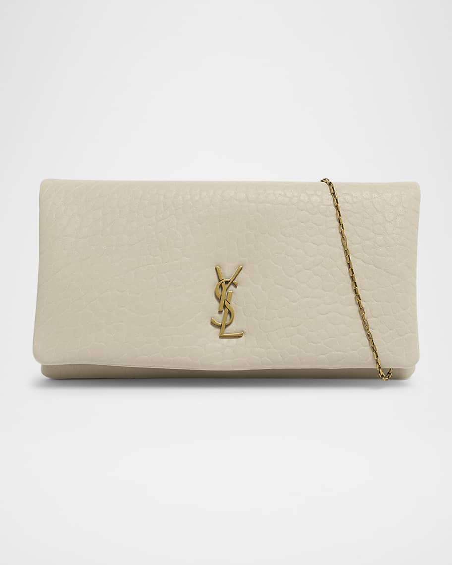 Saint Laurent Calypso Small YSL Pouch Clutch Bag in Calfskin Leather | Neiman Marcus
