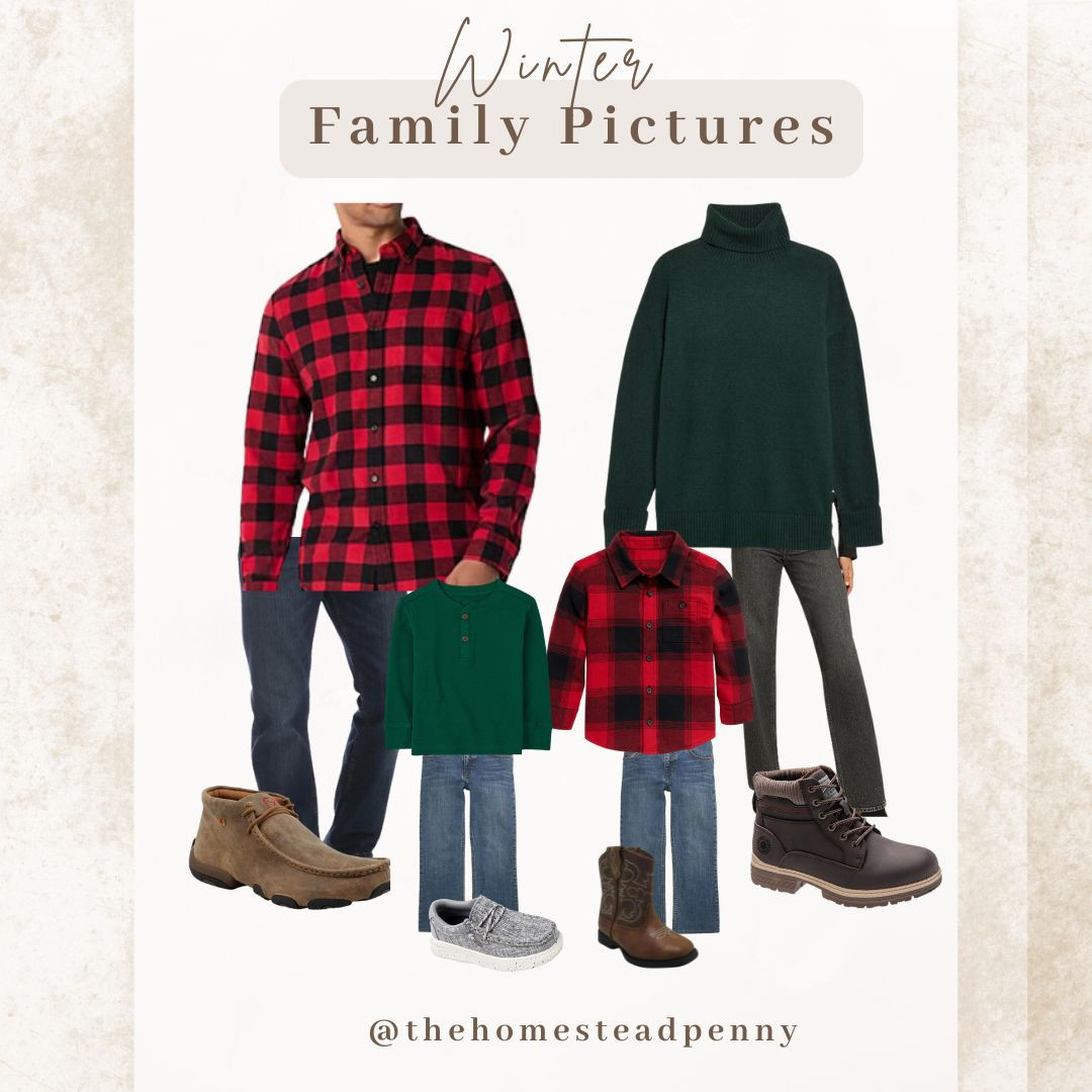 Home for the holidays family photo theme. This is a Christmas outfit for a family of four with two boys!

Featuring red plaid and dark greens.  

 #LTKHoliday #LTKFamily