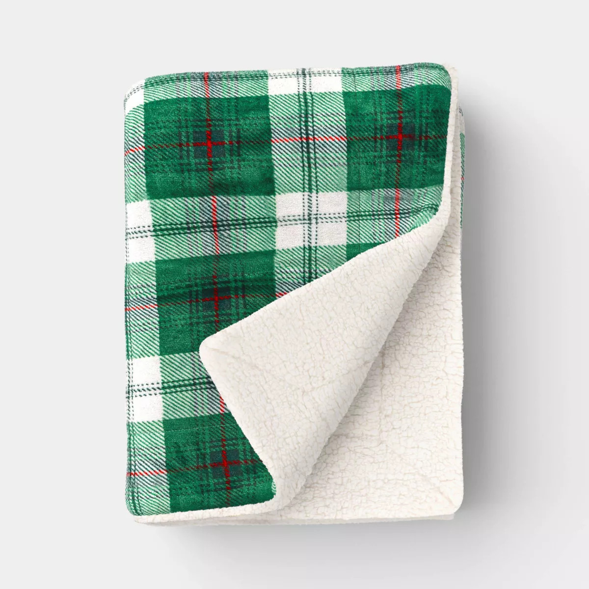 Plaid Plush Throw Blanket with Faux Shearling Reverse - Threshold™ | Target