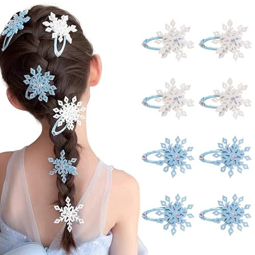 Snowflake Hair Barrettes for Women Sparkly Rhinestone Snap Hair Clips Silver Small Hair Clips Mini Clips Hairpin Hair Accessories for Teens Christmas Hair Clips | Amazon (US)
