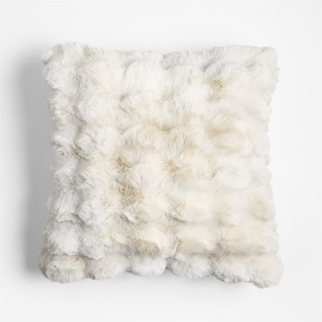 Textured Faux Fur Arctic Ivory 20""x20"" Throw Pillow Cover | Crate & Barrel