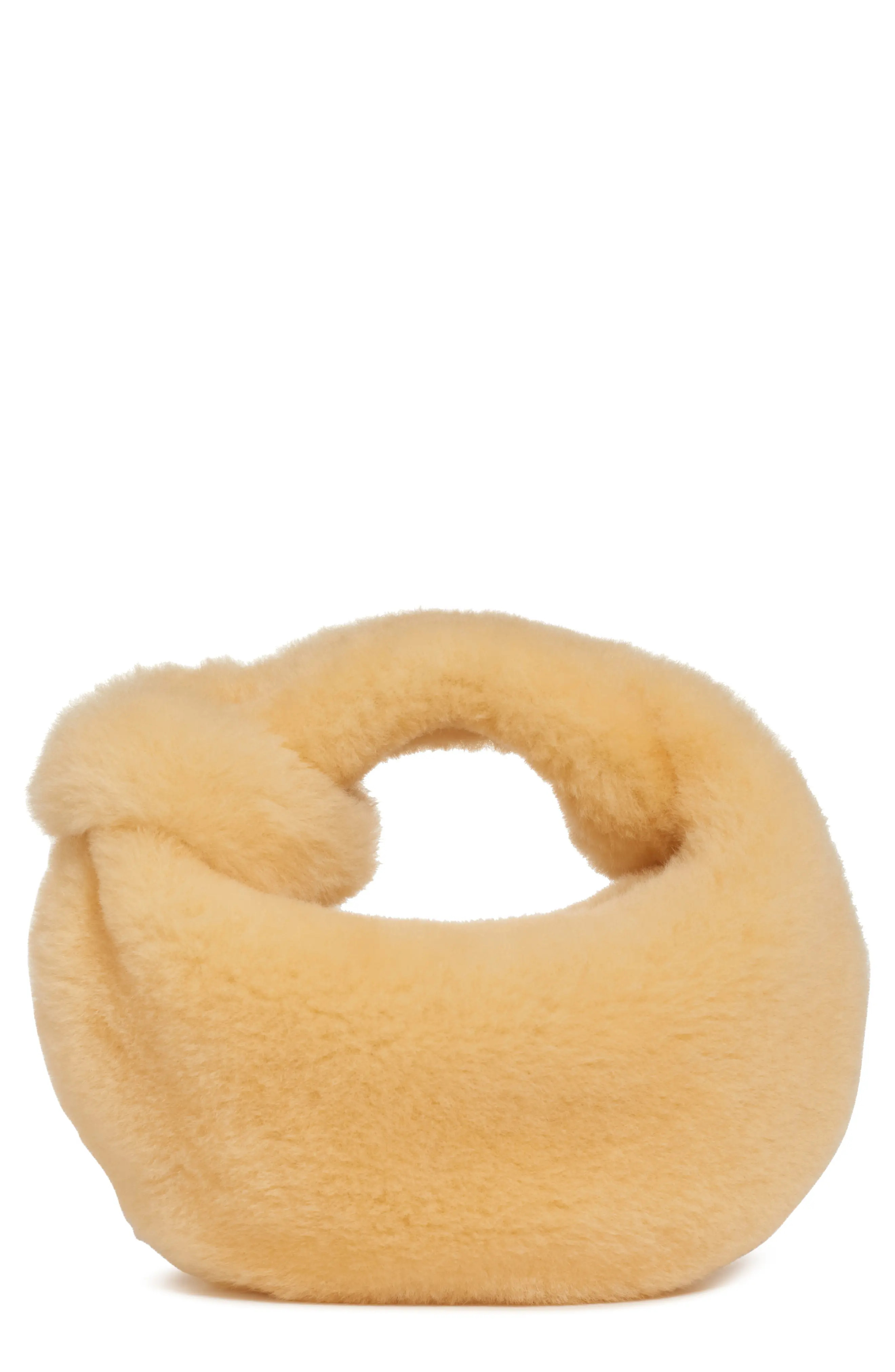 Bottega Veneta Mini Jodie Genuine Shearling Hobo in Teddy Gold at Nordstrom | Nordstrom
