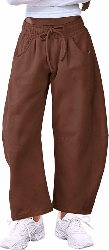 SeekMe Women's Barrel Leg Sweatpant Drawstring Elastic Waisted Wide Leg Pants Casual Cotton Palaz... | Amazon (US)