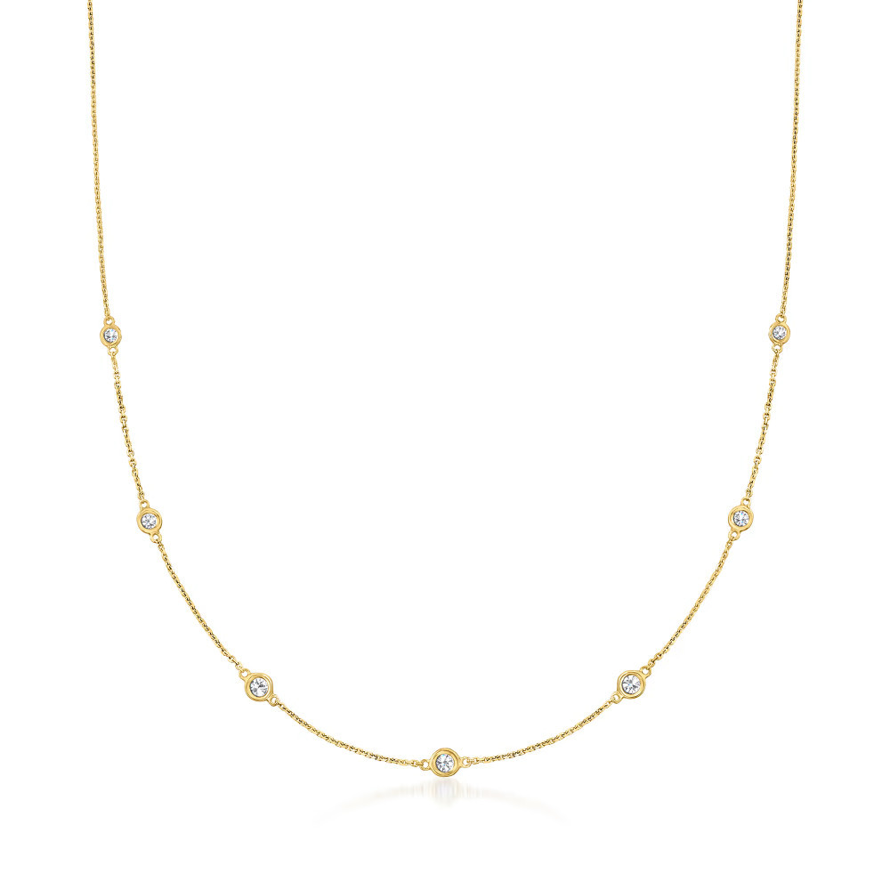 .33 ct. t.w. Graduated Bezel-Set Diamond Station Necklace in 14kt Yellow Gold | Ross-Simons