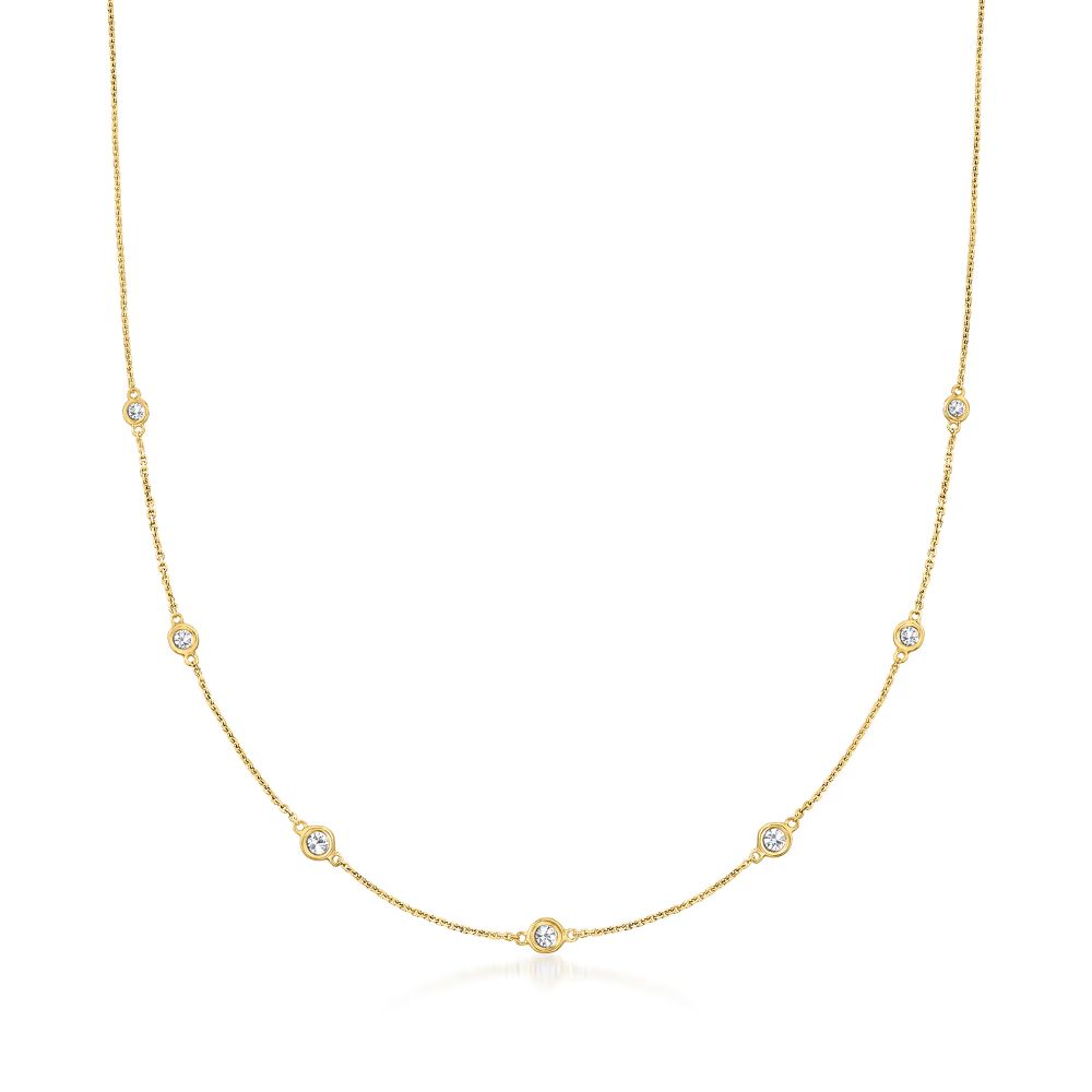 .33 ct. t.w. Graduated Bezel-Set Diamond Station Necklace in 14kt Yellow Gold | Ross-Simons