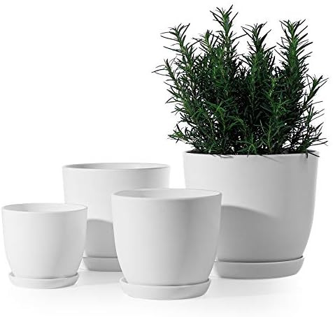 Plastic Plant Pot - POTEY 7.5/6.3/5.5/4.5 Inch Modern Decorative Indoor Planter with Drainage Hol... | Amazon (US)