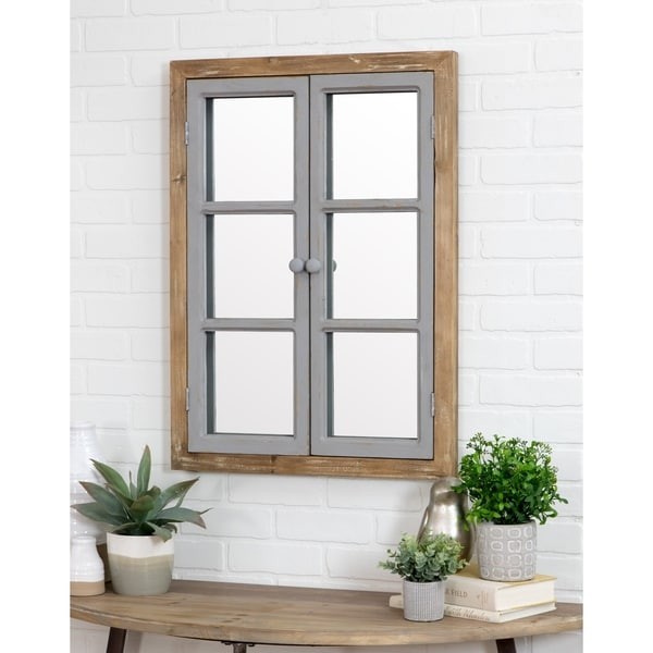 Somerset Window Pane Wall Mirror - Brown - 31"h x 22.5"w x 2.5"d | Bed Bath & Beyond