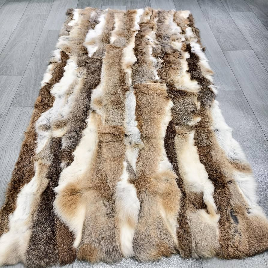 Natural Rabbit Fur Sofa Bed Throw Blanket,Rug,Rabbit Pelt Skin Fur Blankets/Plates Furry Soft War... | Amazon (US)