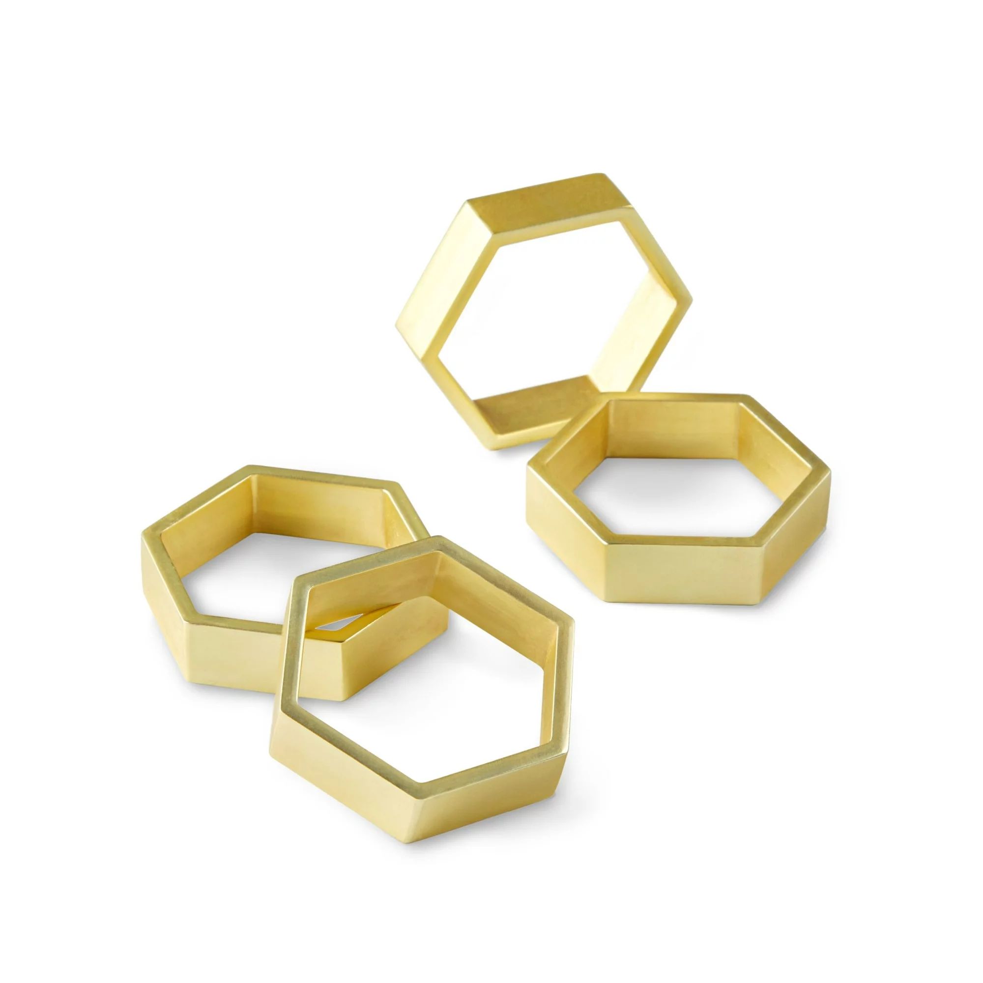 Mainstays Hexagon Metal Napkin Ring, Gold, 1.75"W x 2"L , 4 Pieces | Walmart (US)