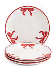 Set Of 4 Hand Painted Bow Dinner Plates | TJ Maxx