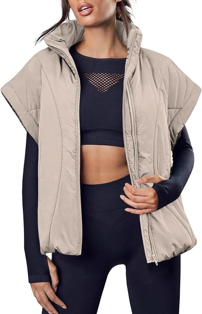 Imily Bela Women's Winter Puffer Vest Quilted Stand Collar Zip Up Padded Gilet Coat Outwear with ... | Amazon (US)