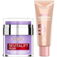 L'Oreal Paris Glotion Light Glow and Revitalift Hyaluronic Acid Water Cream Duo | Boots.com