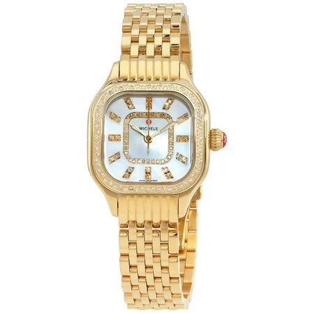 Michele Meggie Diamond Mother of Pearl Dial Gold-tone Steel Women s Watch MWW33B000003 | Walmart (US)