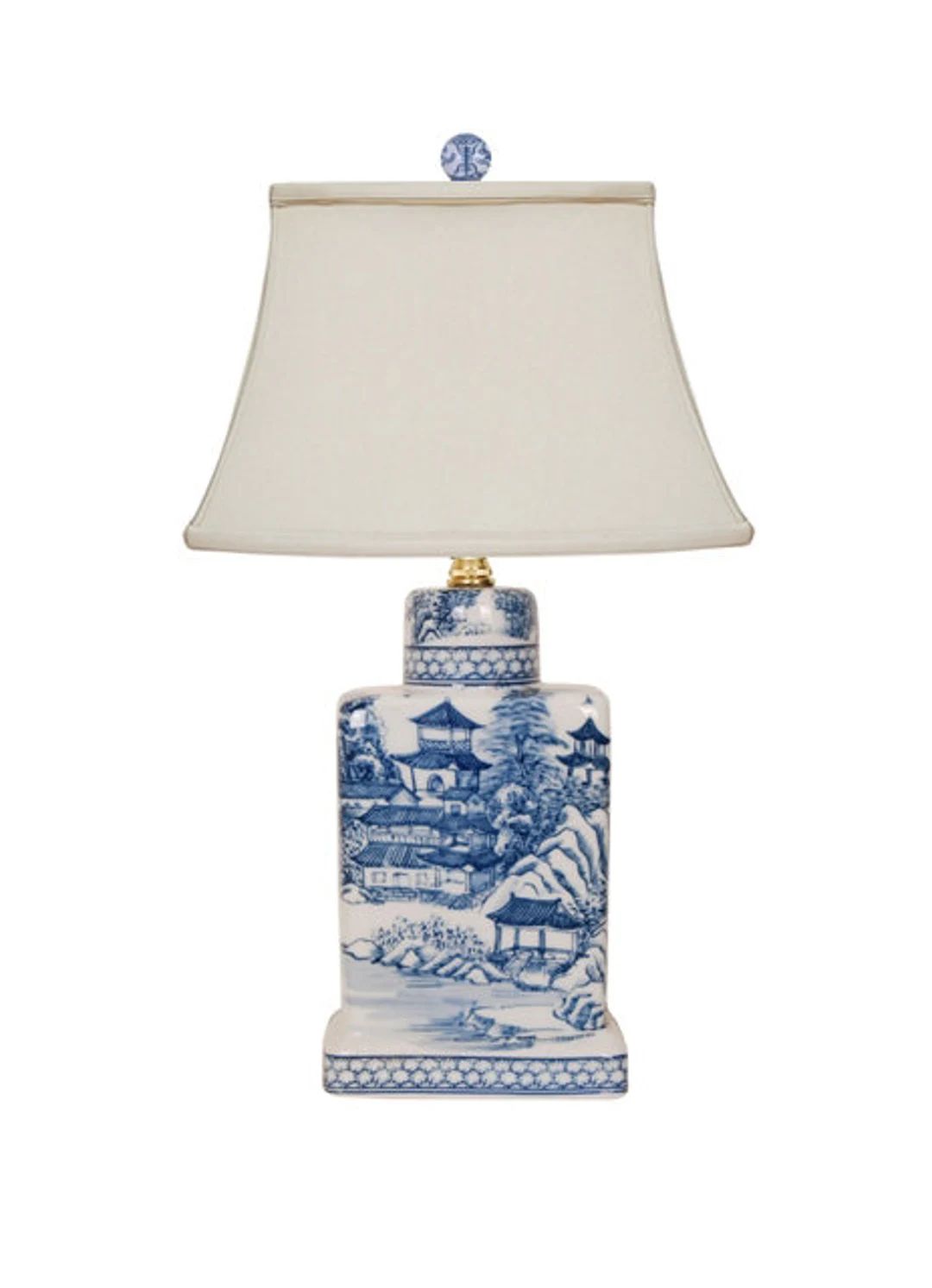 18.5"H Blue White Chinoiserie Porcelain Table Lamp | Etsy (US)