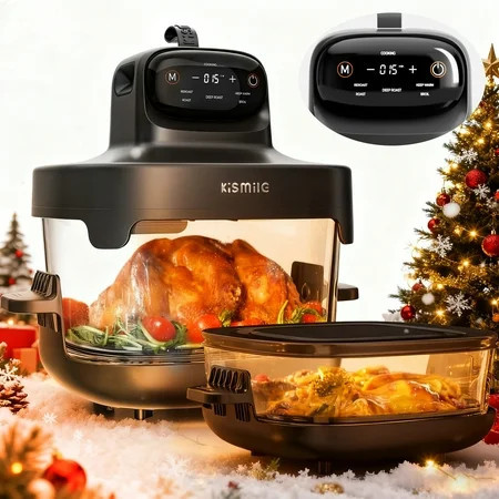 Kismile 5-in-1 Portable Glass Multifunctional Air Fryer with 360° Visualization, 2 Sizes 2.6QT/4.7QT with Lids, 1500W, Refrigerator&Dishwasher Safe | Walmart (US)