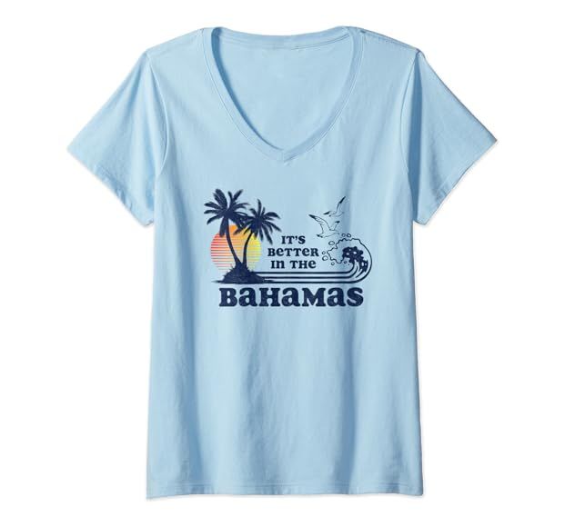 Womens It's Better in the Bahamas Vintage 80s 70s V-Neck T-Shirt | Amazon (US)