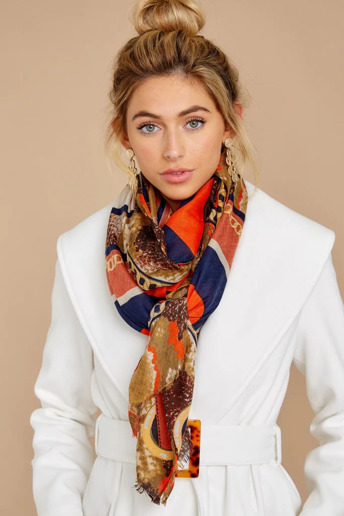 In All The Right Ways Orange Multi Scarf | Red Dress 