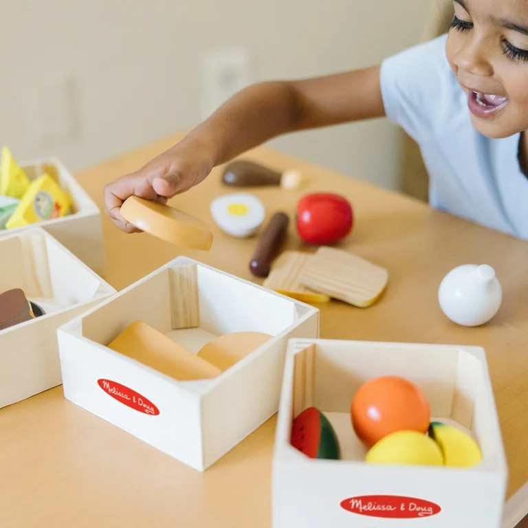 Melissa & Doug Food Groups - 21 Wooden Pieces and 4 Crates, Multi | Walmart (US)