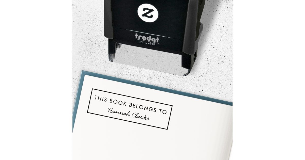 This Book Belongs To | Modern Name Bookplate Self-inking Stamp | Zazzle | Zazzle
